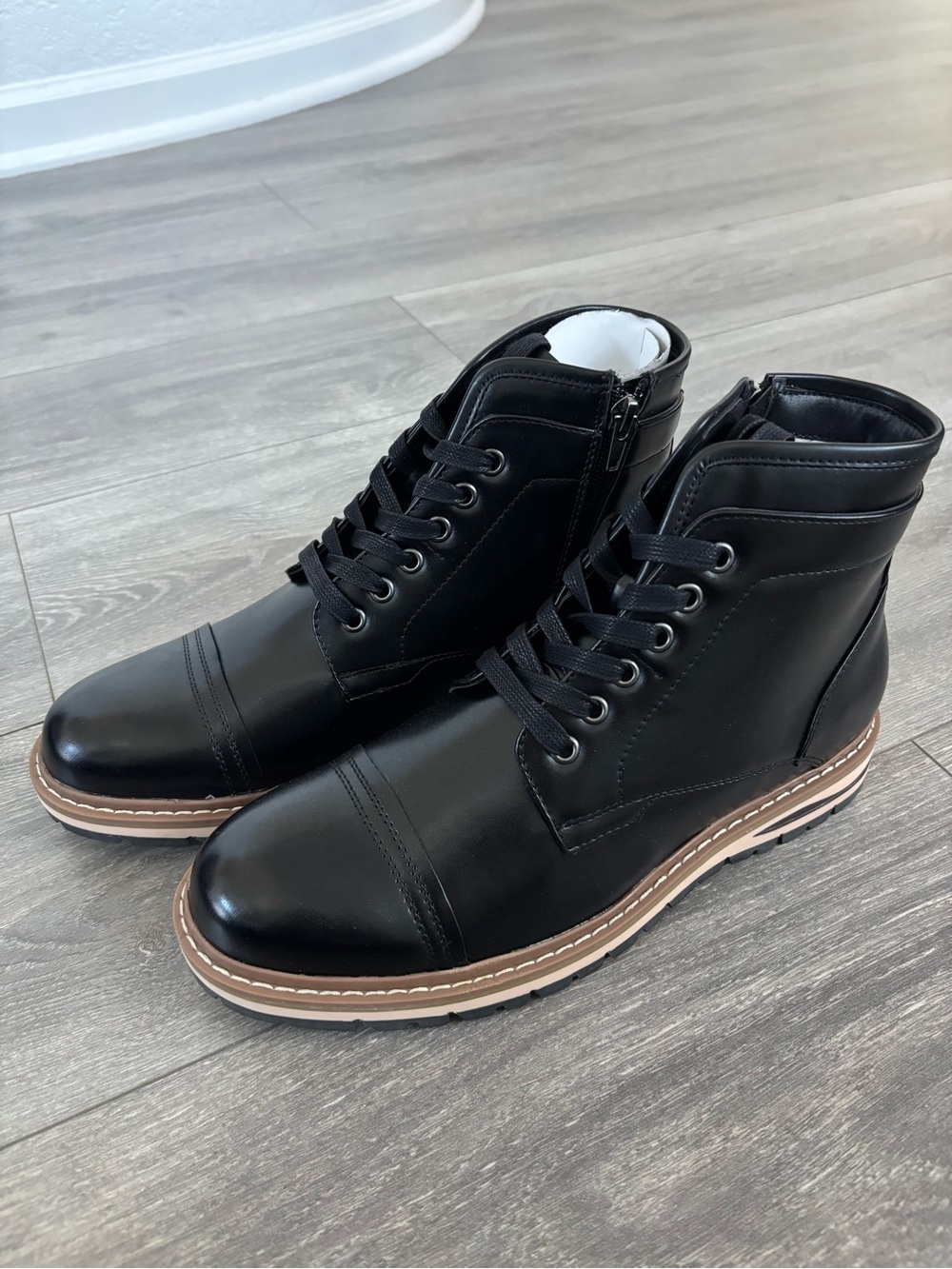 Alfani | Men's Black Leather Lace-Up Boots